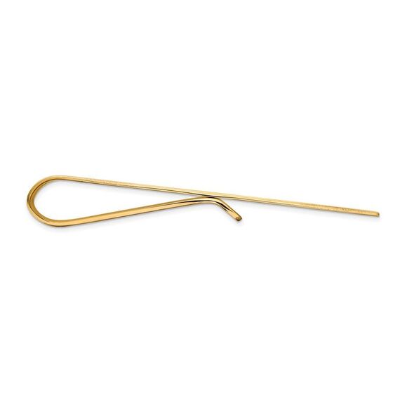 14K Yellow Gold Polished & Diagonal Stripe Tie Bar, 8 x 50mm - Picture 2 of 4